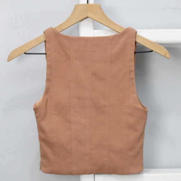 Tiger Mist Tan Light Brown Syre Corset Cropped Sleeveless Top Size XS - Picture 3 of 8